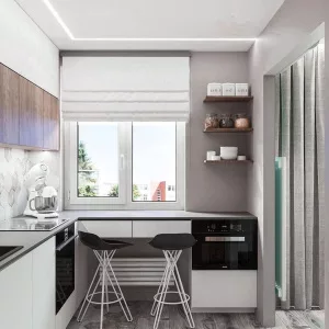 Кухня 518, с полуостровом, белая