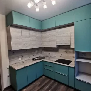 Кухня 954, угловая, бирюзовая