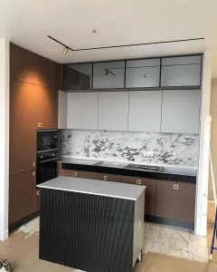 Кухня 236, с островом, белая