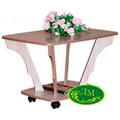 Прямоугольный стол с нижней полкой на колёсах
